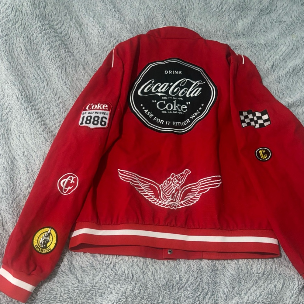 Coca Cola Red Classic Patch Bomber Jacket men siz… - image 5
